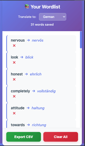 Word list